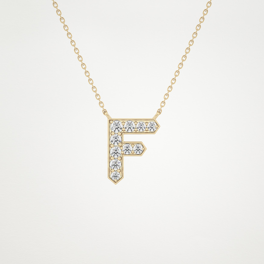 0.342 TCW Round Lab Grown Diamond F Initial Pendant Necklace