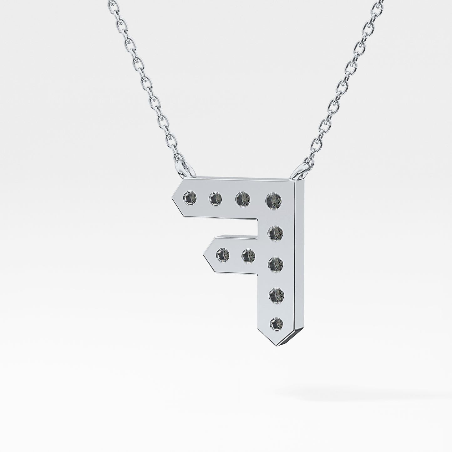 0.342 TCW Round Lab Grown Diamond F Initial Pendant Necklace