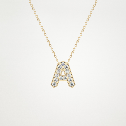 0.226 TCW Round Lab Grown Diamond A Initial Pendant Necklace