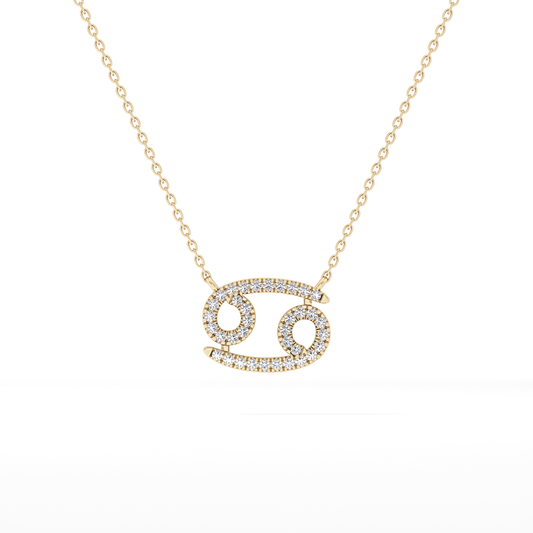 0.175 TCW Round Lab Grown Diamond Cancer Zodiac Sign Necklace