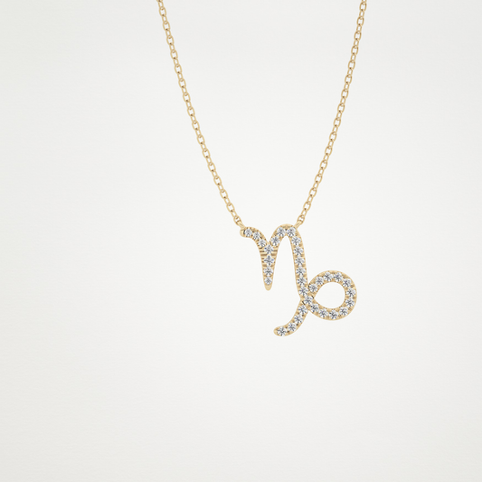 0.108 TCW Round Lab Grown Diamond Capricorn Zodiac Sign Necklace