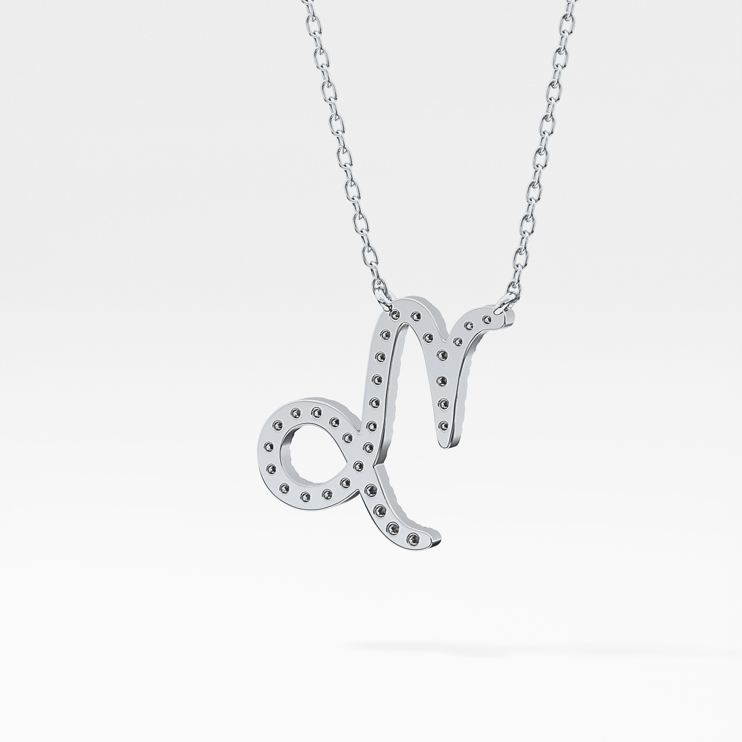 0.108 TCW Round Lab Grown Diamond Capricorn Zodiac Sign Necklace