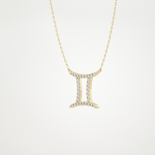 0.13 TCW Round Lab Grown Diamond Gemini Zodiac Sign Necklace