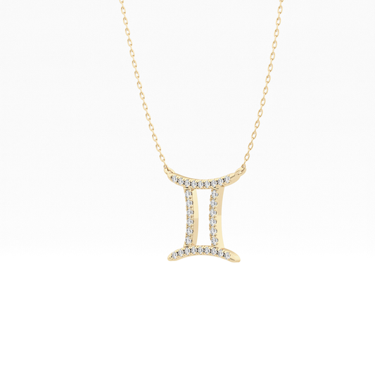 0.13 TCW Round Lab Grown Diamond Gemini Zodiac Sign Necklace