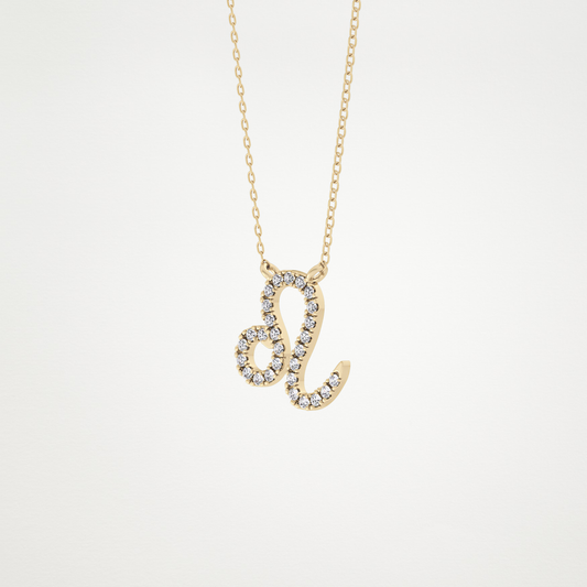 0.14 TCW Round Lab Grown Diamond Leo Zodiac Sign Necklace