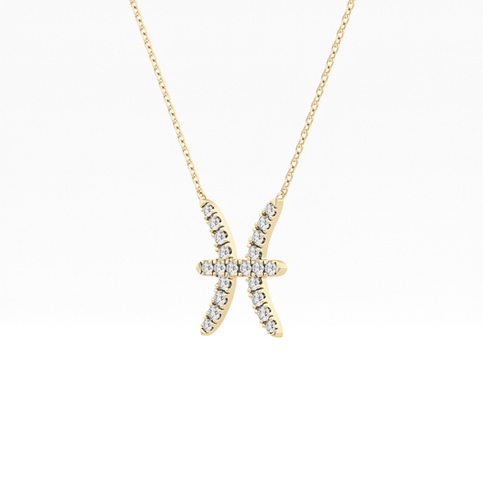 0.273 TCW Round Lab Grown Diamond Pisces Zodiac Sign Necklace
