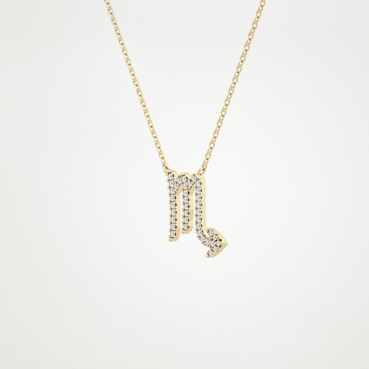 0.093 TCW Round Lab Grown Diamond Scorpio Zodiac Sign Necklace