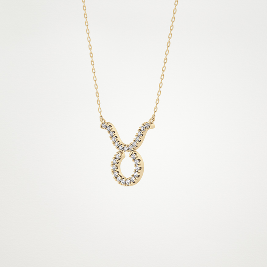 0.12 TCW Round Lab Grown Diamond Taurus Zodiac Sign Necklace