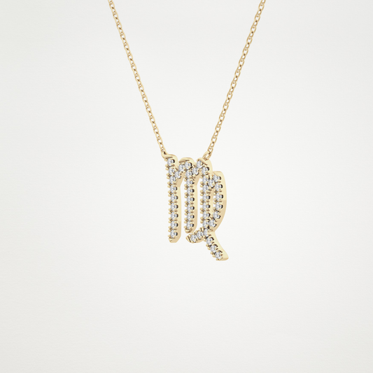 0.204 TCW Round Lab Grown Diamond Virgo Zodiac Sign Necklace