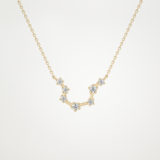 0.2 TCW Round Lab Grown Diamond Aquarius Zodiac Constellation Necklace