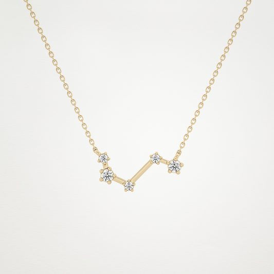 0.16 TCW Round Lab Grown Diamond Aries Zodiac Constellation Necklace