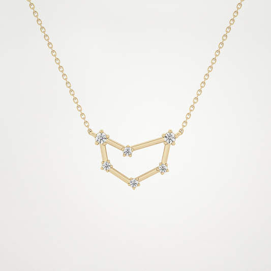 0.13 TCW Round Lab Grown Diamond Capricorn Zodiac Constellation Necklace