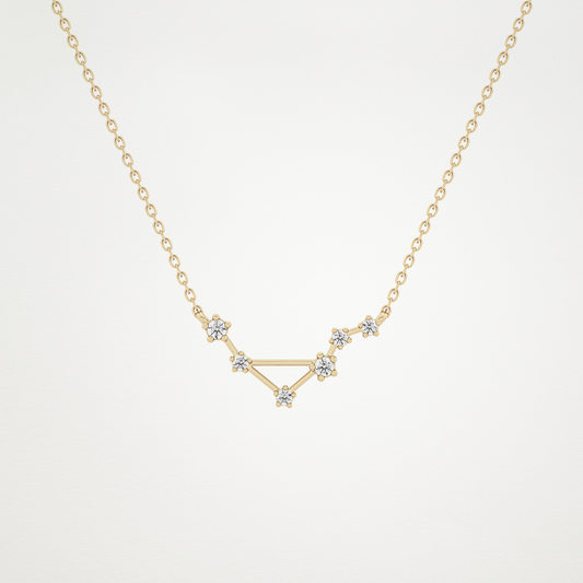 0.078 TCW Round Lab Grown Diamond Libra Zodiac Constellation Necklace