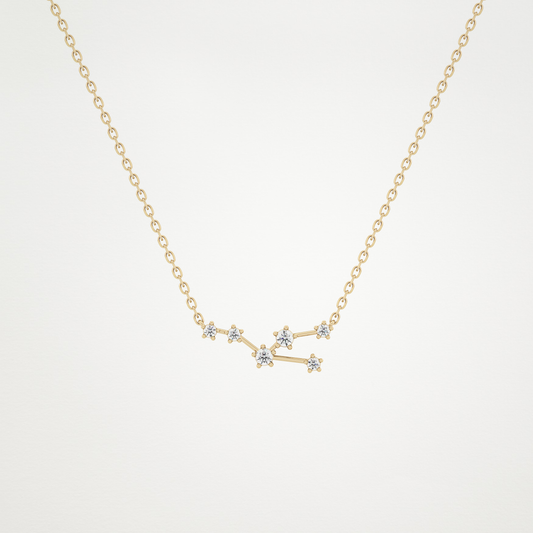 0.062 TCW Round Lab Grown Diamond Taurus Zodiac Constellation Necklace