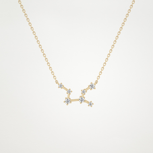 0.103 TCW Round Lab Grown Diamond Virgo Zodiac Constellation Necklace