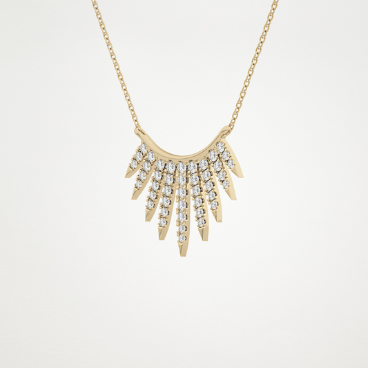 0.426 TCW Round Lab Grown Diamond Rising Sun Necklace