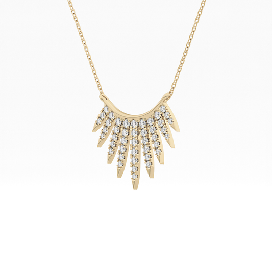 0.426 TCW Round Lab Grown Diamond Rising Sun Necklace