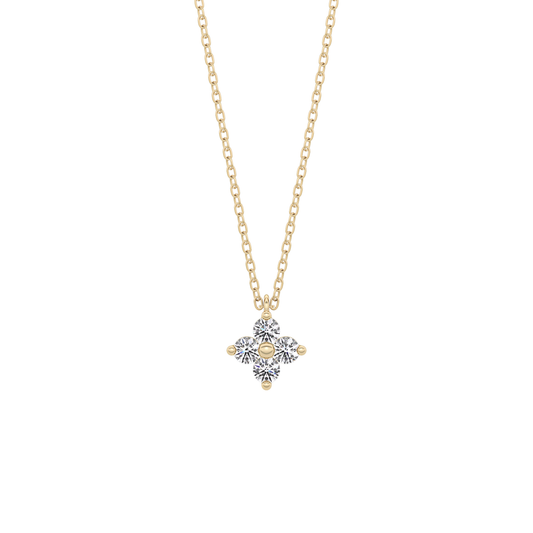 0.16 TCW Round Lab Grown Diamond Flower Design Necklace
