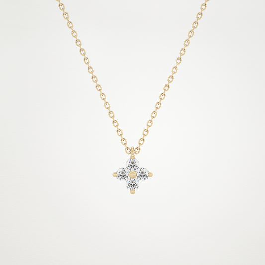 0.16 TCW Round Lab Grown Diamond Flower Design Necklace
