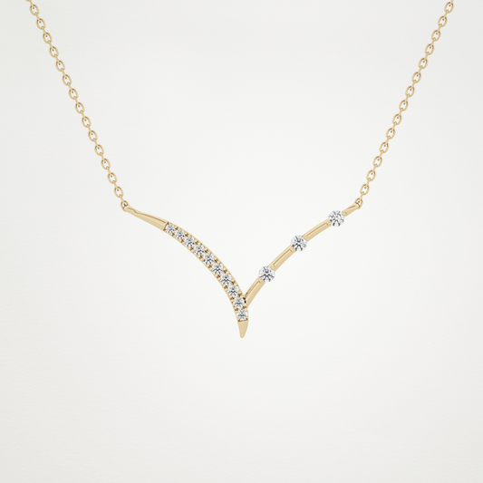 0.128 TCW Round Lab Grown Diamond Half Chevron Necklace