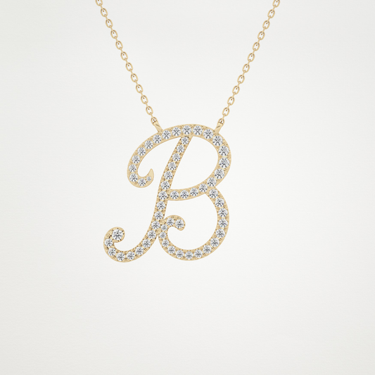 0.36 TCW Round Lab Grown Diamond B Initial Necklace