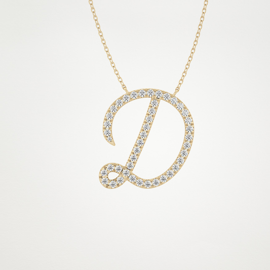 0.435 TCW Round Lab Grown Diamond D Initial Necklace