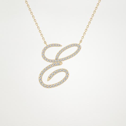 0.27 TCW Round Lab Grown Diamond E Initial Necklace