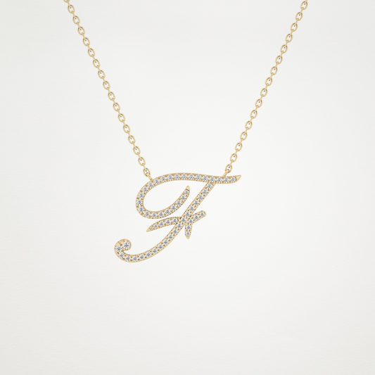 0.10 TCW Round Lab Grown Diamond F Initial Necklace