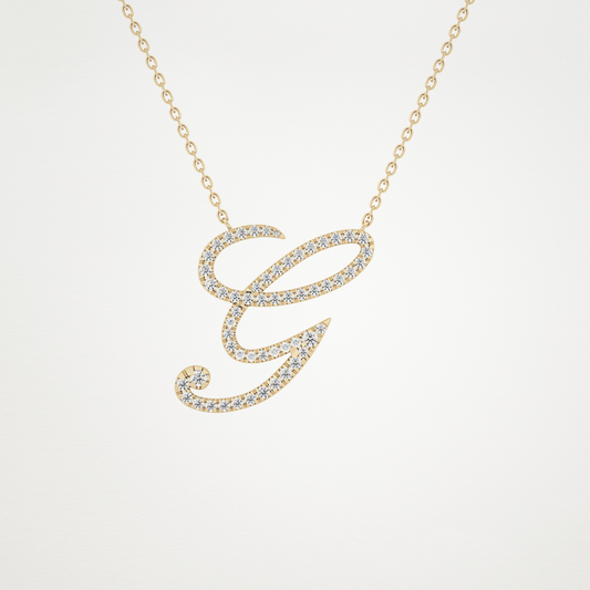 0.21 TCW Round Lab Grown Diamond G Initial Necklace