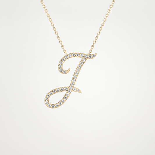 0.20 TCW Round Lab Grown Diamond J Initial Necklace