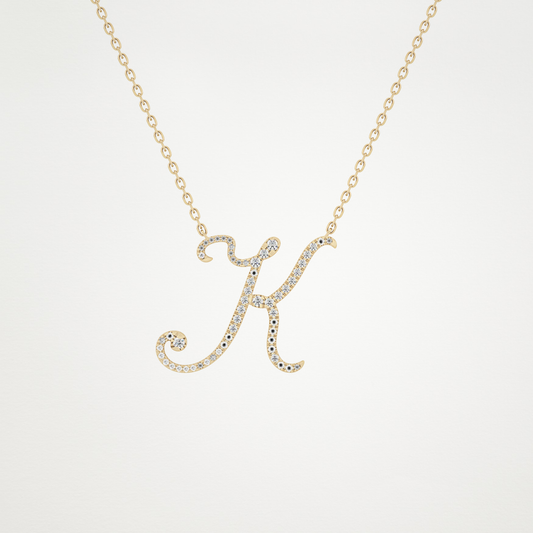 0.08 TCW Round Lab Grown Diamond K Initial Necklace
