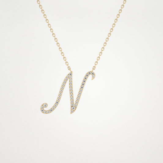 0.099 TCW Round Lab Grown Diamond N Initial Necklace