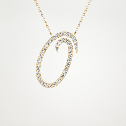 0.473 TCW Round Lab Grown Diamond O Initial Necklace