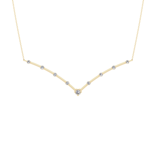 0.33 TCW Round Lab Grown Diamond Multi Stone V-Shaped Necklace