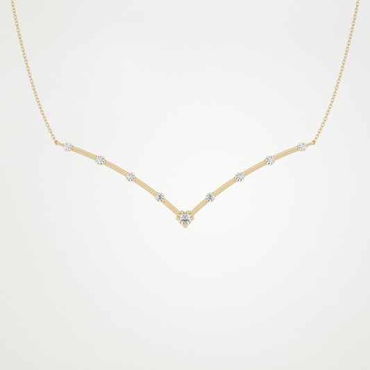 0.33 TCW Round Lab Grown Diamond Multi Stone V-Shaped Necklace
