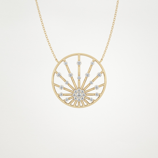 0.28 TCW Round Lab Grown Diamond Multi Stone Sunrise Necklace
