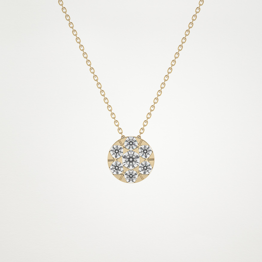 0.57 TCW Round Lab Grown Diamond Multi Stone Round Pendant Necklace