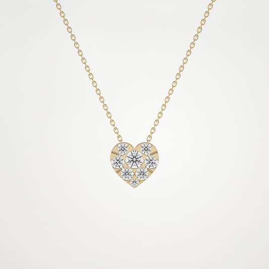0.475 TCW Round Lab Grown Diamond Multi Stone Heart Pendant Necklace