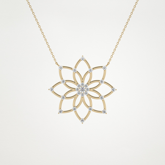 0.64 TCW Round Lab Grown Diamond Floral Charm Necklace