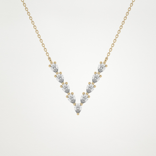 0.65 TCW Pear Lab Grown Diamond V Shaped Charm Necklace
