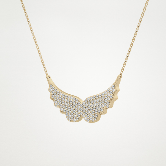 0.443 TCW Round Lab Grown Diamond Wings Charm Necklace
