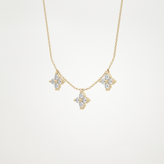 0.76 TCW Round Lab Grown Diamond Floral Charm Necklace
