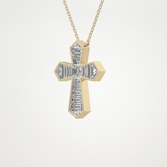 1.37 TCW Asscher, Baguette & Triangle Lab Grown Diamond Cross Necklace