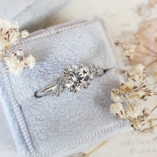 Round Cluster Lab Grown Diamond Engagement Ring