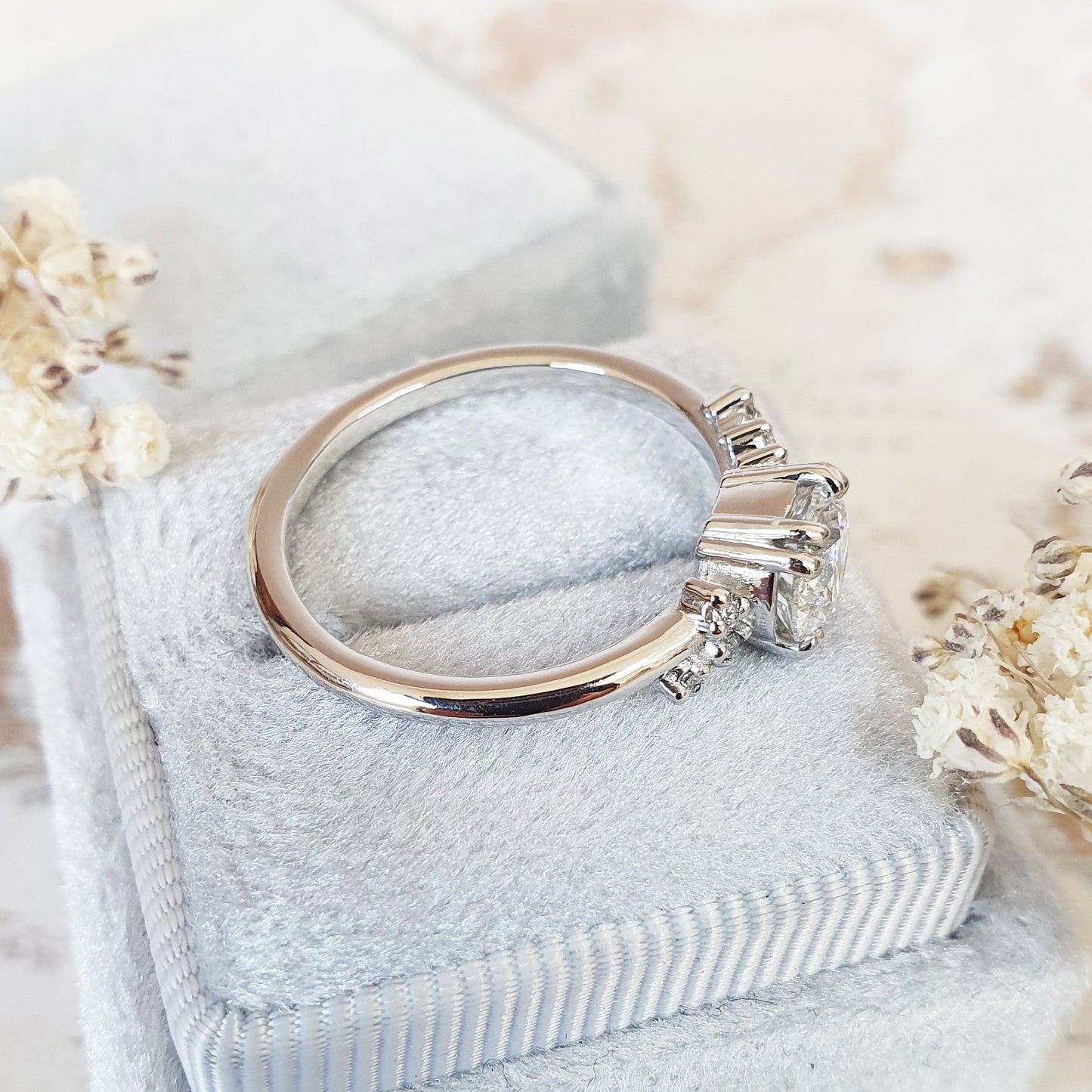 Round Cluster Lab Grown Diamond Engagement Ring