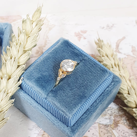 Round Bezel Pave Lab Grown Diamond Engagement Ring