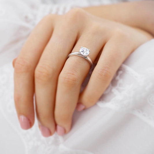 Round Solitaire Lab Grown Diamond Engagement Ring