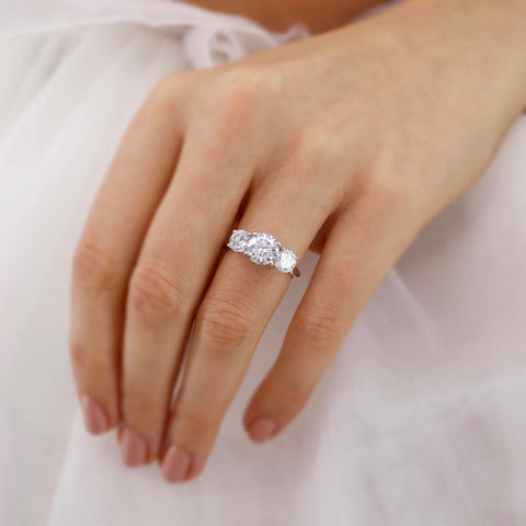 1.50 CT Round Shaped Moissanite Three Stone Style Engagement Ring 1 1.50 CT Round Shaped Moissanite Three Stone Style Engagement Ring 1
