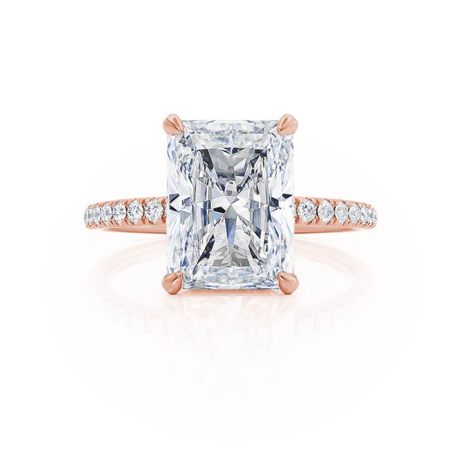 Radiant Hidden Halo & Pave Lab Grown Diamond Engagement Ring