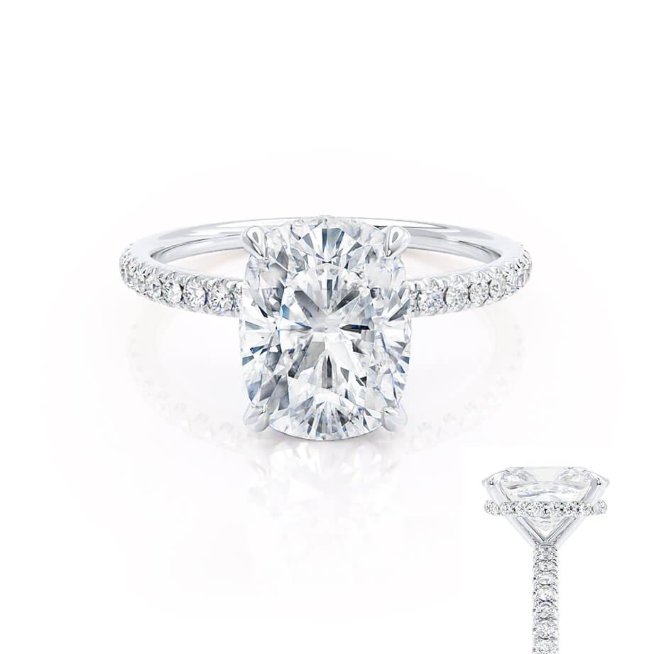 2.30 CT Elongated Cushion Shaped Moissanite Hidden Halo Engagement Ring 4 2.30 CT Elongated Cushion Shaped Moissanite Hidden Halo Engagement Ring 4
